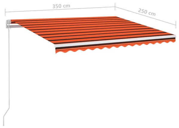 Ručně zatahovací markýza s LED světlem 350x250 cm oranžovohnědá 3068885