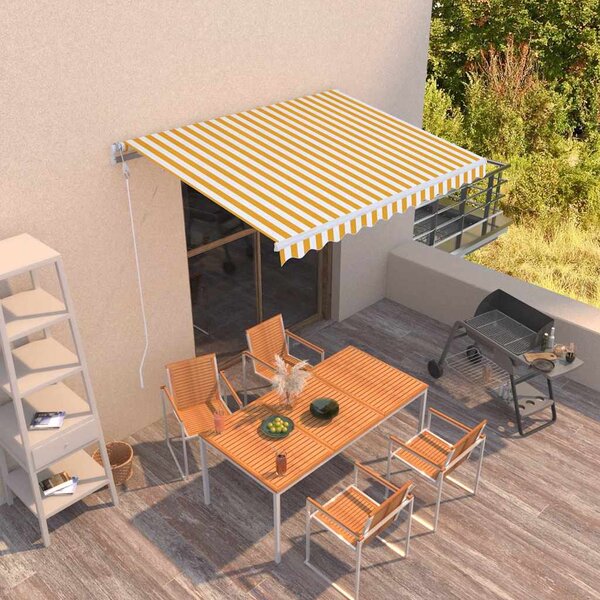 Ručně zatahovací markýza 350 x 250 cm žlutobílá 3068878