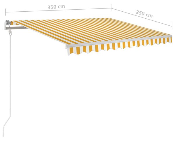 Ručně zatahovací markýza 350 x 250 cm žlutobílá 3068878