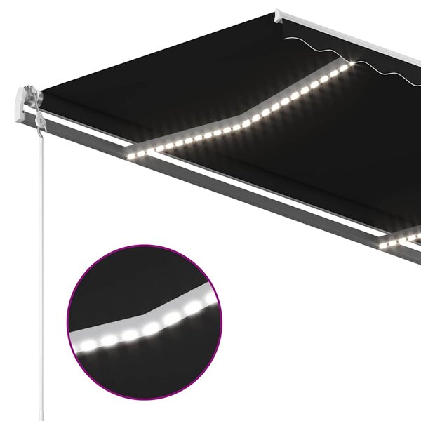 Automatická markýza LED a senzor větru 300 x 250 cm antracitová 3068874
