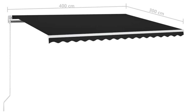 Ručně zatahovací markýza s LED světlem 400 x 300 cm antracitová 3068904