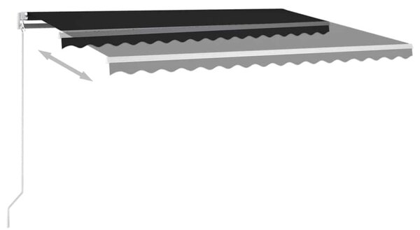 Ručně zatahovací markýza s LED světlem 400 x 300 cm antracitová 3068904