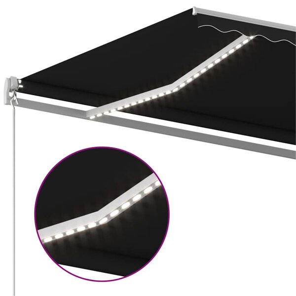 Ručně zatahovací markýza s LED světlem 400 x 300 cm antracitová 3068904