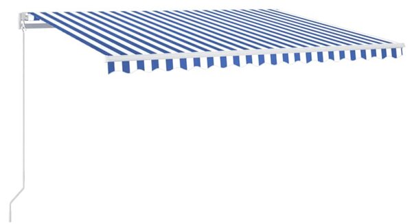Ručně zatahovací markýza s LED světlem 400x300 cm modrá a bílá 3068901