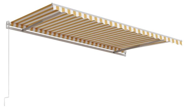 Automatická zatahovací markýza 450 x 300 cm žlutobílá 3068928