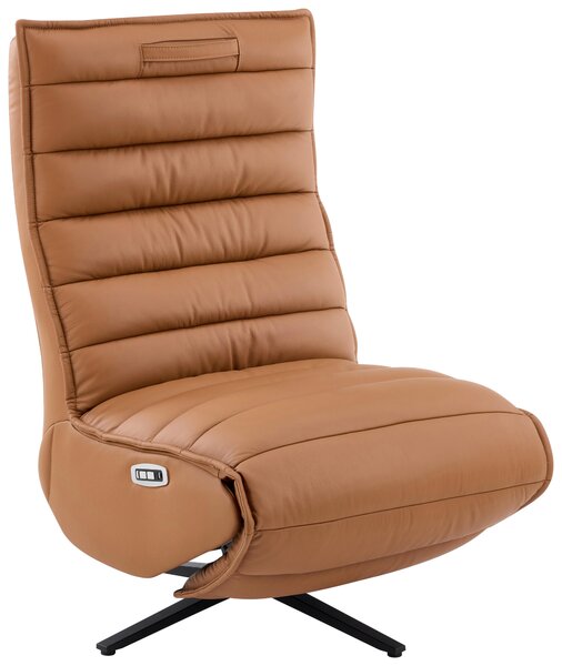 RELAXAČNÍ KŘESLO, kov, textil, kůže, černá, koňaková Stylife - Relaxační křesla