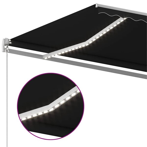 Ručně zatahovací markýza s LED světlem 500 x 300 cm antracitová 3068944