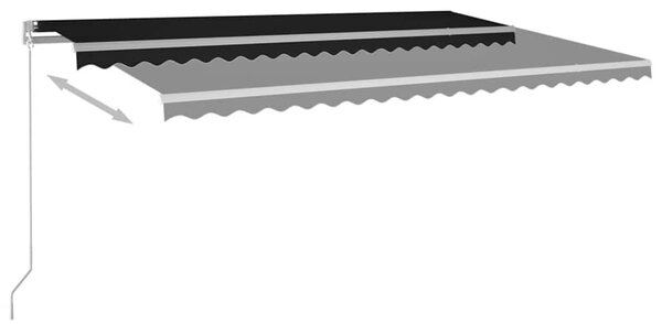 Ručně zatahovací markýza s LED světlem 500 x 300 cm antracitová 3068944