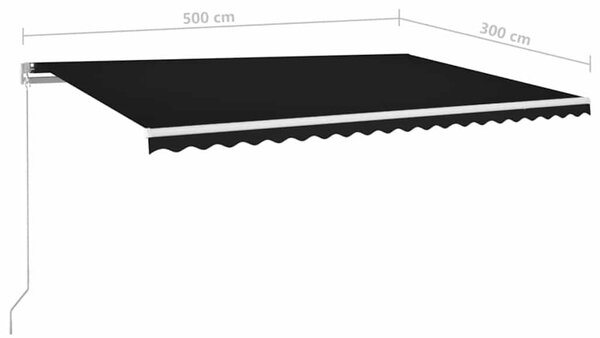 Ručně zatahovací markýza s LED světlem 500 x 300 cm antracitová 3068944