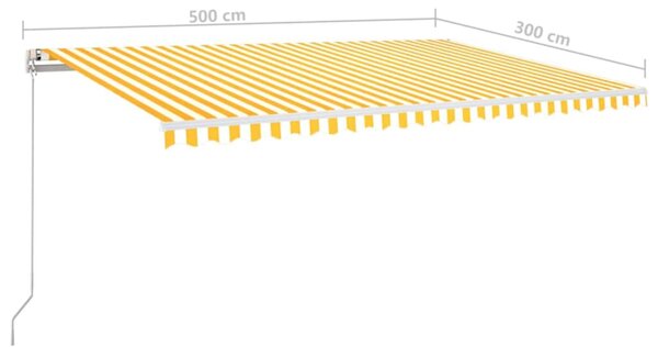 Ručně zatahovací markýza 500 x 300 cm žlutobílá 3068938