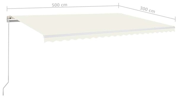Ručně zatahovací markýza s LED světlem 500 x 300 cm krémová 3068942