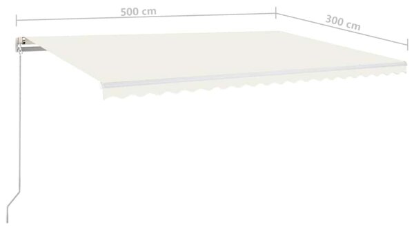 Ručně zatahovací markýza 500 x 300 cm krémová 3068937