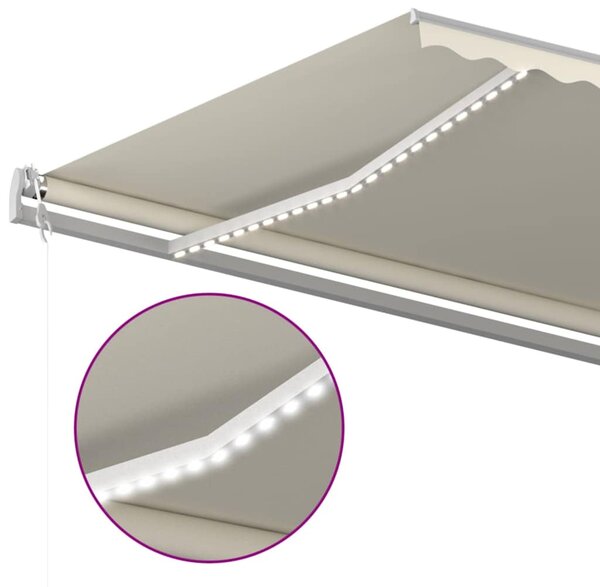 Automatická markýza LED a senzor větru 600 x 300 cm krémová 3068972