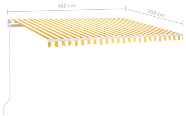 Ručně zatahovací markýza 400 x 350 cm žlutobílá 3068978