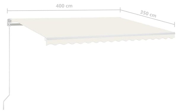 Ručně zatahovací markýza 400 x 350 cm krémová 3068977