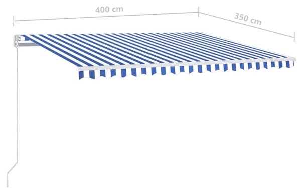 Ručně zatahovací markýza 400 x 350 cm modrobílá 3068976