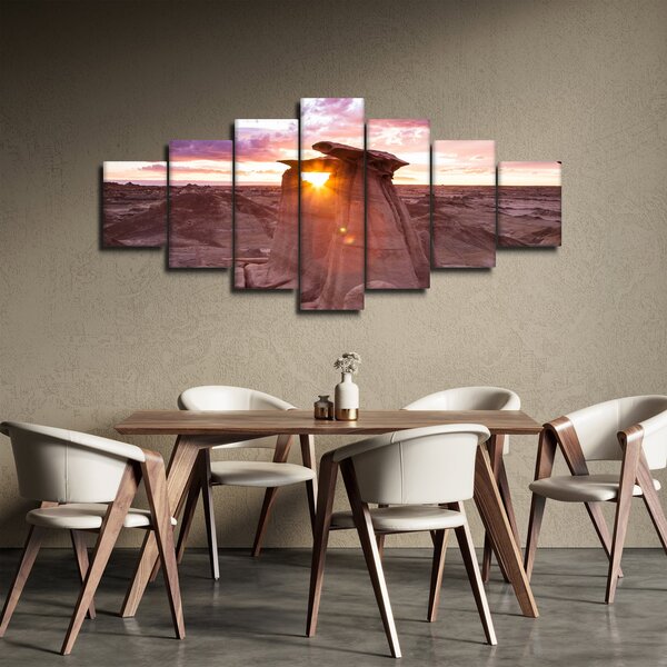 Obraz - západ slunce na poušti (210x100 cm)