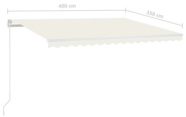 Ručně zatahovací markýza s LED světlem 400 x 350 cm krémová 3068982
