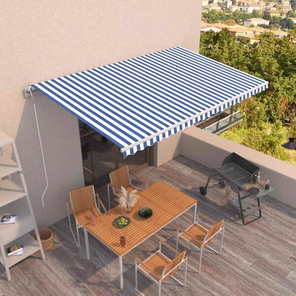 Automatická zatahovací markýza 500 x 350 cm modrobílá 3069026