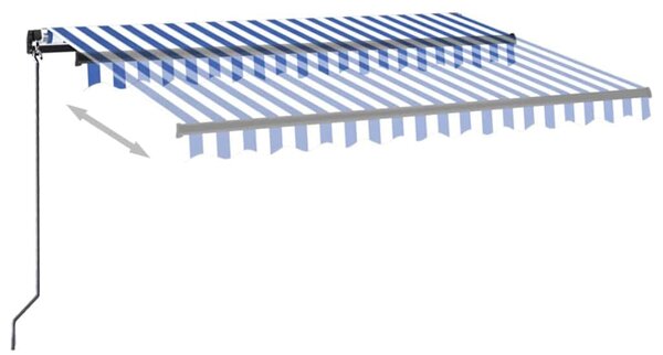 Ručně zatahovací markýza s LED světlem 350 x 250 cm modrobílá 3069081