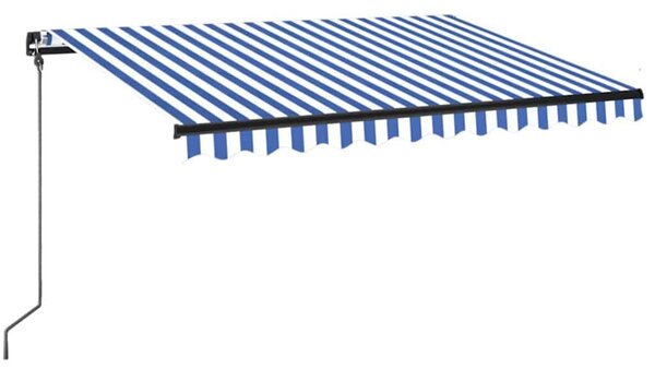 Ručně zatahovací markýza s LED světlem 350 x 250 cm modrobílá 3069081