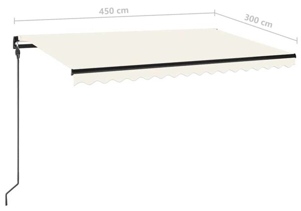Ručně zatahovací markýza s LED světlem 450 x 300 cm krémová 3069122