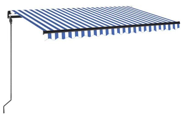 Ručně zatahovací markýza s LED světlem 450 x 300 cm modrobílá 3069121