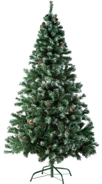 Tectake 402822 umělý vánoční stromek s šiškami a kovovým stojanem 180 cm - zelená