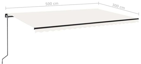 Ručně zatahovací markýza 500 x 300 cm krémová 3069137