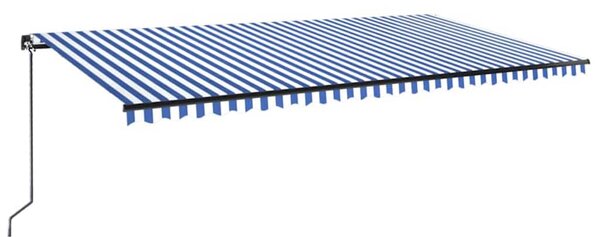 Ručně zatahovací markýza s LED světlem 600 x 300 cm modrobílá 3069161
