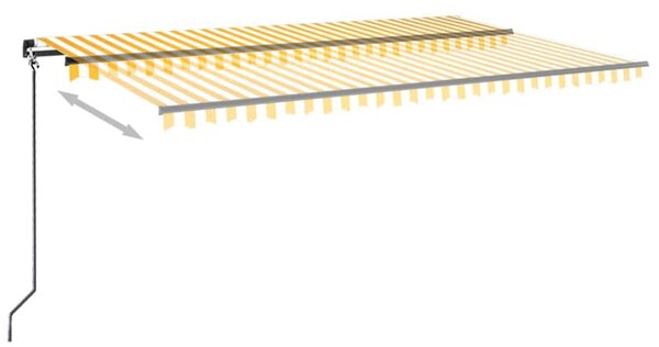 Ručně zatahovací markýza 500 x 300 cm žlutobílá 3069138