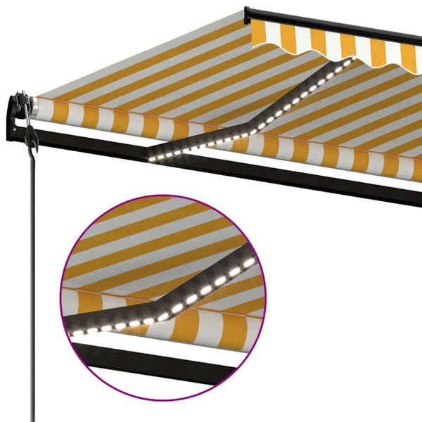 Automatická markýza LED a senzor větru 500 x 300 cm žlutá/bílá 3069153