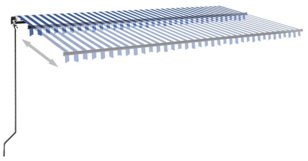 Ručně zatahovací markýza s LED světlem 600 x 300 cm modrobílá 3069161