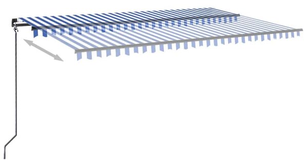 Ručně zatahovací markýza s LED světlem 500x300 cm modrá a bílá 3069141