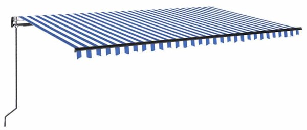 Automatická markýza LED a senzor větru 500 x 300 cm modrobílá 3069151