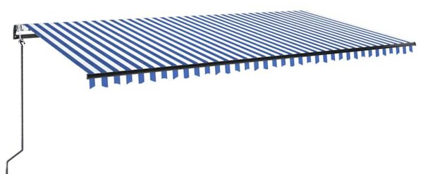 Automatická markýza LED a senzor větru 600 x 300 cm modrobílá 3069171