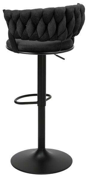 Barová židle TRESSO – černý samet, černá podnož