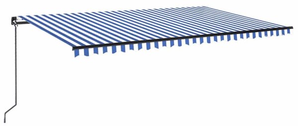 Ručně zatahovací markýza s LED světlem 500x300 cm modrá a bílá 3069141