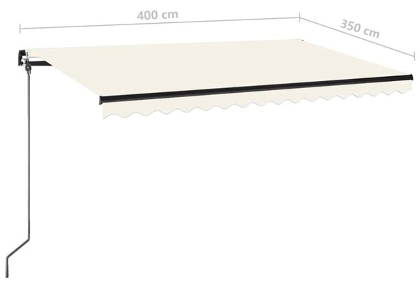 Ručně zatahovací markýza 400 x 350 cm krémová 3069177