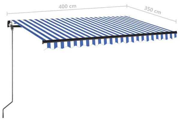 Ručně zatahovací markýza 400 x 350 cm modrobílá 3069176