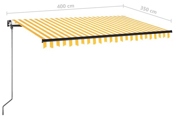 Ručně zatahovací markýza 400 x 350 cm žlutobílá 3069178