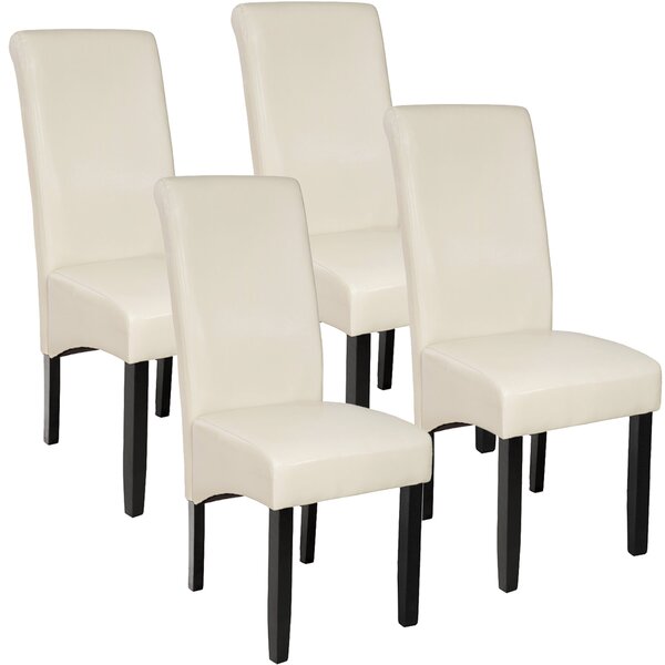 Tectake 403498 4 jídelní židle ergonomické, masivní dřevo - krémová