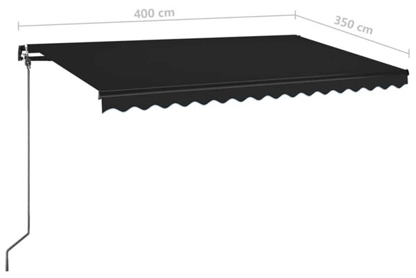 Ručně zatahovací markýza s LED světlem 400 x 350 cm antracitová 3069184