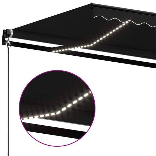 Ručně zatahovací markýza s LED světlem 400 x 350 cm antracitová 3069184