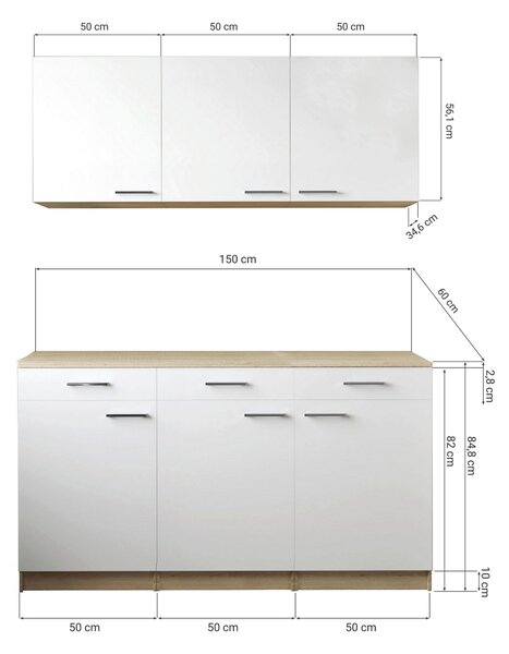 MINIKUCHYNĚ 150 cm Respekta - Online Only kuchyňské linky, Online Only