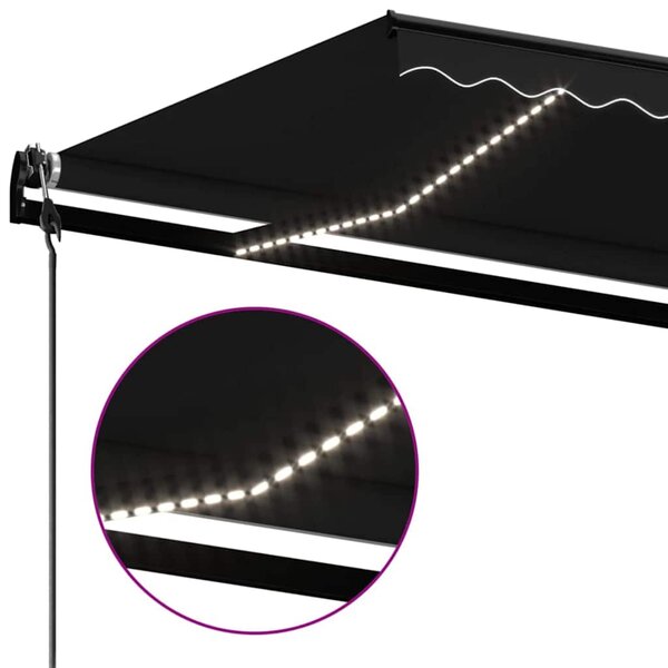 Automatická markýza LED a senzor větru 500 x 350 cm antracitová 3069234