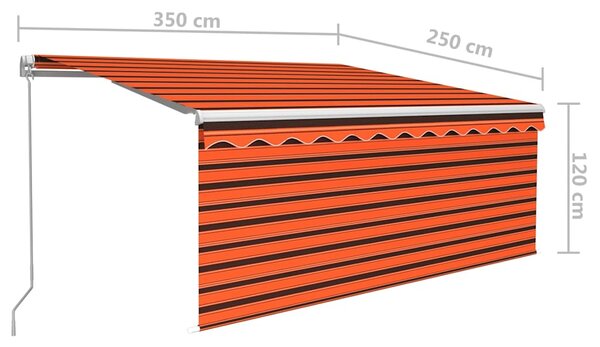 Ručně zatahovací markýza s roletou 3,5 x 2,5 m oranžovo-hnědá 3069280
