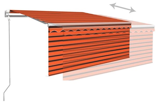 Automatická markýza roleta LED senzor větru 3,5x2,5 m oranžová 3069295