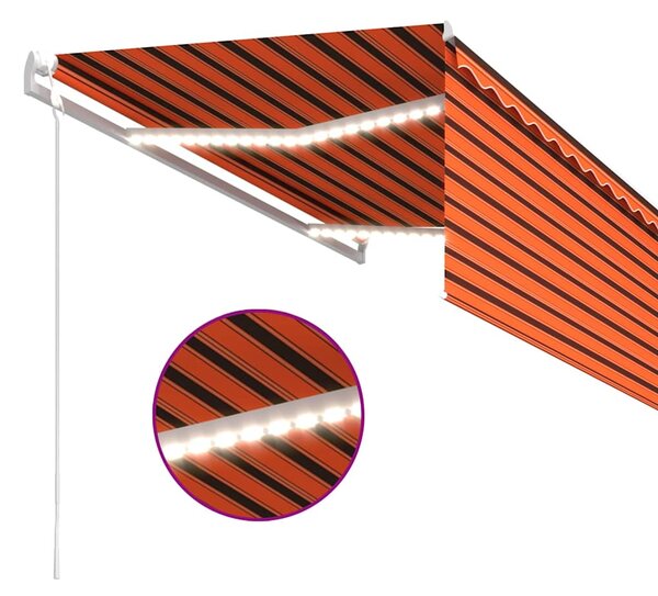 Automatická markýza roleta LED senzor větru 3,5x2,5 m oranžová 3069295