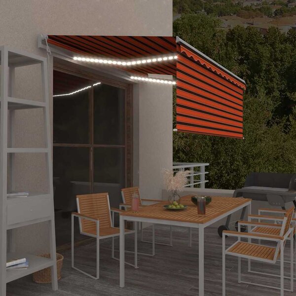 Automatická markýza roleta LED senzor větru 3,5x2,5 m oranžová 3069295